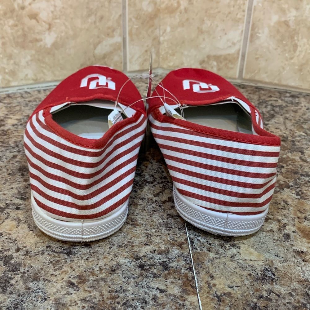 Oklahoma University Sooners College Red White Striped Sneakers Size 7 - Picture 5 of 8